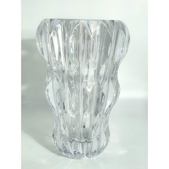 Mikasa Impulse 10" Crystal Vase XY535/626 Slovenia Heavy Clear Ribbed Vintage - Picture 1 of 14